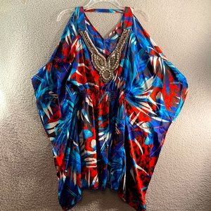 2b BEBE Women's Flowy Top Red/White/Blue Size‎ Small